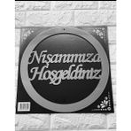 Zero Land - Nişanımıza Hoşgeldiniz Yazılı Pleksi Kapı ve Duvar Süsü Gümüş Ynsmr
