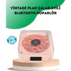 Zero Land Nrzsnt Retro Bluetooth Hoparlör – Kristal Ses, Gece Lambası, Saatli Tasarım - Kırmızı - Beyaz