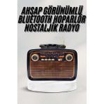Zero Land Semeglbl Bluetooth Hoparlör Ahşap Renk Vintage Işıklı Nostaljik Radyo Fm Ahşap Görünümlü