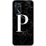 Zero Oppo A16 HD Desen Baskılı Siyah Mermer Desenli P Harfi Cep Telefonu Kılıfı