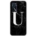 Zero Oppo A16 HD Desen Baskılı Siyah Mermer Desenli Ü Harfi Cep Telefonu Kılıfı