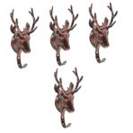 Zerodeko 4 Adet geyik kafası kancası monte edilmiş Duvar askısı Boynuz kaban Kulp ahşap askı dekoratif çamaşır askısı yatak odası duvar kancası yenilik duvar kancası plastik Dark Brown