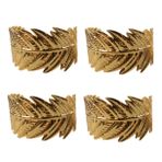 Zerodeko Leaf Peçete Halkaları 4 Parça Set Şık Metal Demir Tutucular Yemek Masası Dekoru İçin