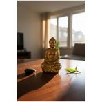 ZEROXO Meditasyon Yapan Buda Heykeli – Zen Bahçesi ve Yoga Köşesi Dekoru – Spiritüel Biblo Altın 10 x 10