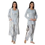Zerre Bebe Kadın Mavi Hamile Lohusa Pijama Takım Sabahlık, M, 8084M-19804IGP252318