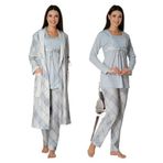 Zerre Bebe Kadın Mavi Hamile Lohusa Pijama Takım Sabahlık, S, 8084M-19804IGP252294