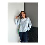 Zerrincan Giyim Mavi Çizgili Polo Yaka Sweatshirt