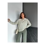 Zerrincan Giyim Yeşil Çizgili Polo Yaka Sweatshirt