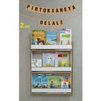 Zerya Hobi İsme Özel Kürtçe Çocuk Kitaplı Montessori Çocuk Odası Kitaplığı 80*60 cm BEYAZ Kitaplık (KİTAPLI)