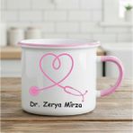Zerya Isme Özel Doktorlar Için Enamel Pembe Kupa Bardak - Doktorlara Özel Kupa (Isim Için Mesaj Atınz) - Renkli
