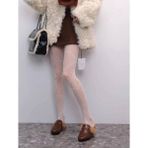 Zes Store Kadın Külotlu Çorap Dantelli Çiçekli Tarz Y2K - Standart - 001-Krem