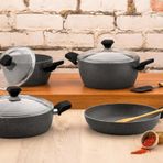 Zest Granit Tencere Seti 7 Parca Gusto Gri