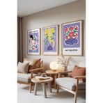 Zestia Ahşap Çerçeveli 3’lü Tablo Seti Bohem Çiçek & Portre Tasarım – Salon Set 30138, 10 x 15