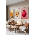 Zestia Ahşap Çerçeveli 3’lü Tablo Seti, Meyve İllüstrasyonu – Canlı Tonlar, Mutfak Set No: 30113 21 x 30
