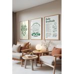 Zestia Ahşap Çerçeveli 3’lü Tablo Seti Mindfulness – Yeşil Çizim & Sözler Genç Odası Set 30131, 70 x 100