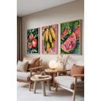 Zestia Ahşap Çerçeveli 3’lü Tablo Seti, Modern Meyve İllüstrasyon – Mutfak Set No: 30136 21 x 30