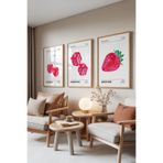 Zestia Ahşap Çerçeveli 3’lü Tablo Seti Retro Groovy Meyve – Genç Odası Set 30135, 50 x 70