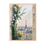 Zestia Ahşap Çerçeveli Duvar Tablosu Paris Penceresi Salon Dekoru, 10 x 15