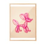 Zestia Ahşap Çerçeveli Tablo, Balon Köpek Heykeli, Gölge Efektli, 3D Minimal Poster No: 106456 50 x 70