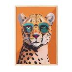 Zestia Ahşap Çerçeveli Tablo, Gözlüklü Leopar Pop Art, Genç Odası Dekoru Poster No: 112486 70 x 100