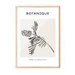 Zestia Ahşap Çerçeveli Tablo İnce Palmiye Dalları – Bohem Sanat Ofis Dekoru Poster 101326, 70 x 100