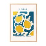 Zestia Ahşap Çerçeveli Tablo, Limon Deseni, Mutfak Dekoru, Retro Stil Poster No: 106618 70 x 100