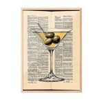 Zestia Ahşap Çerçeveli Tablo, Martini Kadehi ve Zeytin – Retro Çizim, Mutfak Dekoru Poster No: 111003 70 x 100
