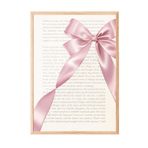 Zestia Ahşap Çerçeveli Tablo Pembe Kurdele ve Kitap Sayfası - Minimal Ofis Dekoru Poster 106277, 21 x 30