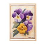 Zestia Ahşap Çerçeveli Tablo, Sarı Mor Menekşe, Botanik Çizim Poster No: 107422 21 x 30