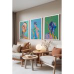 Zestia Beyaz Çerçeveli 3’lü Tablo Seti Chromatic Emotion – Renkli Modern İnsan Figürleri Set 30127, 21 x 30