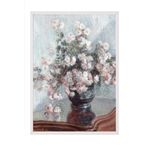 Zestia Beyaz Çerçeveli Duvar Tablosu Vazoda Çiçekler – Soft Pastel Salon Dekoru, 15 x 21