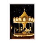 Zestia Beyaz Çerçeveli Tablo, Gece Lunapark Atlı Karınca, Genç Odası Dekoru Poster No: 110247 50 x 70