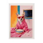 Zestia Beyaz Çerçeveli Tablo, Havuz Kenarında Kedi – Yaz Sahnesi, Genç Odası Dekoru Poster No: 109743 30 x 40
