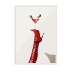 Zestia Beyaz Çerçeveli Tablo, Kırmızı Çizme ve Martini, Salon Dekoru Poster No: 112513 30 x 40