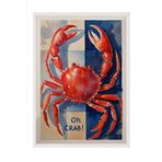 Zestia Beyaz Çerçeveli Tablo, Kırmızı Yengeç – Deniz İllüstrasyonu, Mutfak Dekoru Poster No: 109801 30 x 40