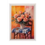 Zestia Beyaz Çerçeveli Tablo, Pastel Vazo ve Çiçekler – Natürmort, Mutfak Dekoru Poster No: 109802 70 x 100