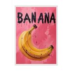 Zestia Beyaz Çerçeveli Tablo, Pop-Art Muz İllüstrasyonu, Mutfak Dekoru Poster No: 109714 30 x 40