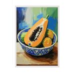 Zestia Beyaz Çerçeveli Tablo, Tropik Papaya – Egzotik Renkler, Mutfak Dekoru Poster No: 113220 50 x 70