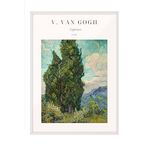 Zestia Beyaz Çerçeveli Tablo, Van Gogh Ağaçlı Doğa Manzarası, Salon Dekoru Poster No: 113564 70 x 100