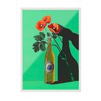 Zestia Beyaz Çerçeveli Tablo, Vazoda Kırmızı Çiçek Minimal İllüstrasyonu, Salon Dekoru Poster No: 110260 50 x 70