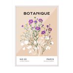 Zestia Beyaz Çerçeveli Tablo Yabani Çiçekler - Botanique Paris Salon Dekoru Poster 100776, 21 x 30