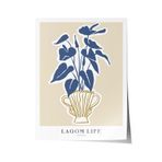 Zestia Çerçevesiz Poster Mavi Yapraklı Bitki – Lagom Stil Salon Dekoru Poster 100998, 21 x 30