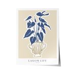 Zestia Çerçevesiz Poster Mavi Yapraklı Bitki – Lagom Stil Salon Dekoru Poster 100998, 50 x 70
