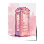Zestia Çerçevesiz Poster, Pembe Telefon Kulübesi – Londra Retro, Genç Odası Dekoru Poster No: 106171 50 x 70