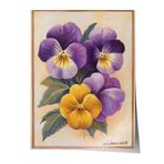Zestia Çerçevesiz Poster, Sarı Mor Menekşe, Botanik Çizim Poster No: 107422 15 x 21