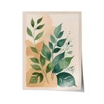 Zestia Çerçevesiz Poster Yeşil Yapraklı Minimal Bitki Salon Dekoru Poster 100207, 21 x 30