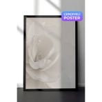 Zestia Siyah Çerçeveli Duvar Tablosu Beyaz Porselen Çiçek Sakin Minimal Kompozisyon Yatak Odası Dekoru, 50 x 70