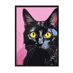 Zestia Siyah Çerçeveli Duvar Tablosu Modern Pop Art Siyah Kedi Salon Dekoru, 13 x 18