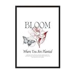 Zestia Siyah Çerçeveli Tablo, Bloom Yazılı Çiçek Tasarımı, Ofis Dekoru Poster No: 111861 30 x 40