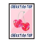 Zestia Siyah Çerçeveli Tablo, Cherry On Top Kiraz Tasarımı, Mutfak Dekoru Poster No: 113571 30 x 40